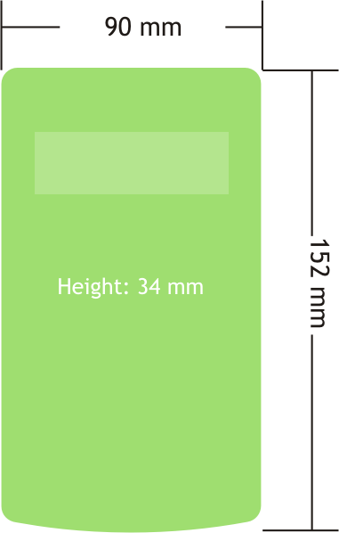 Dimensions for the handheld telemetry data display reader 