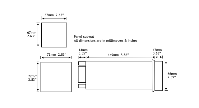 Digital Panel Meter dimensions