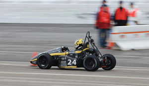 Wireless radio telemetry used to understand the tyre behaviour. Strain gauges were installed on all suspension links to measure the force that the tyre generates.