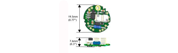 Dimensions of the miniature OEM format high performance signal conditioner.