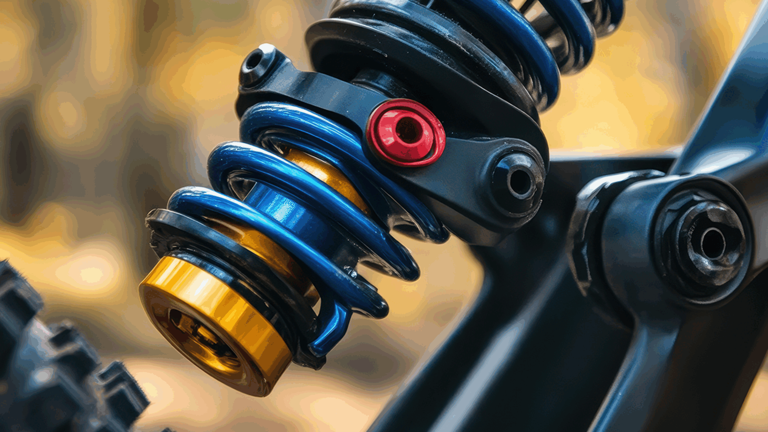 Generic image of bicycle shock absorber insitu on mountain bike.